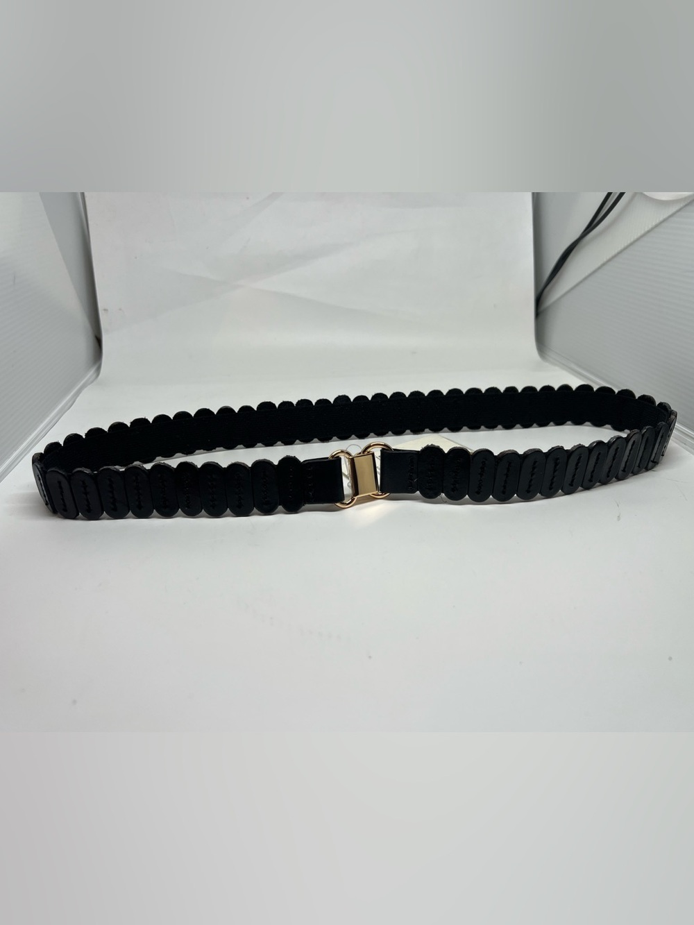 Anthropologie The Tabitha Stretch Leather Belt Black - Size S NWT